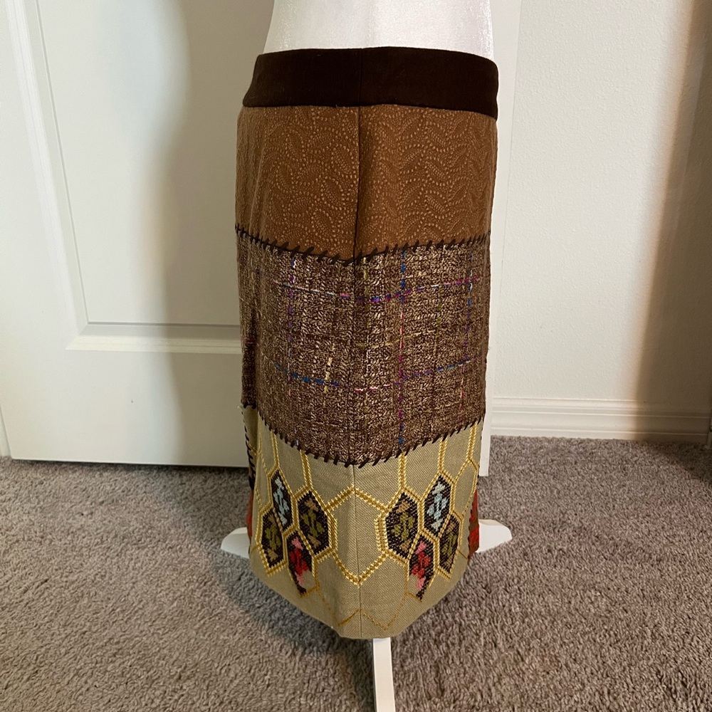 Nwot Tabitha Patchwork Skirt From Anthropologie 8 - image 3